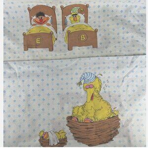 Vintage 1970s Sesame Street Pair Of Pillowcases Big Bird Bert & Ernie Sleeping